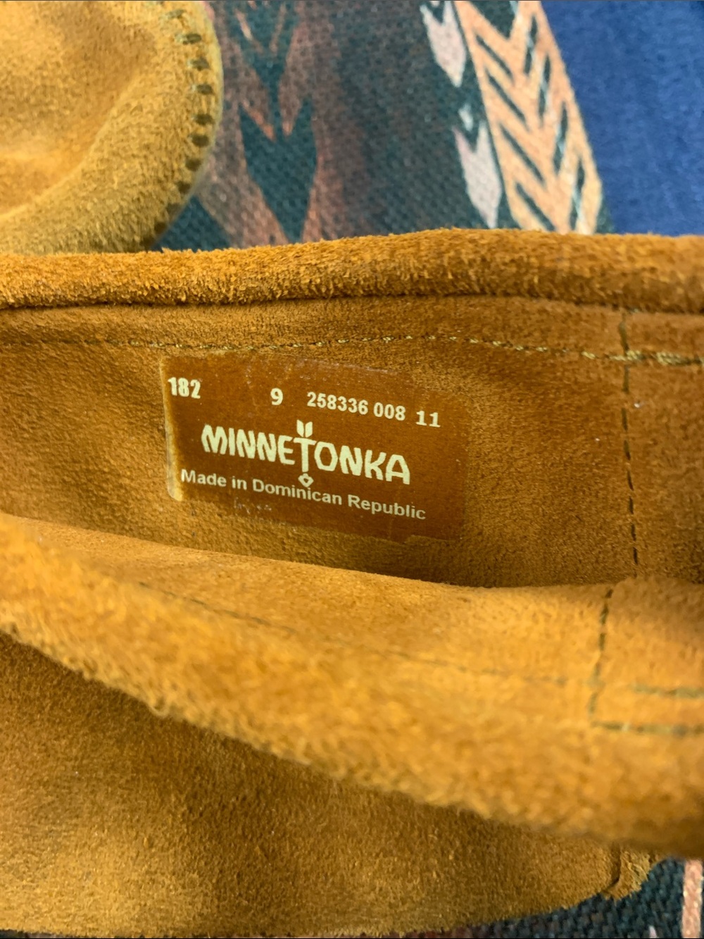 Minnetonka Fringe Moccasins in Tan and Black - Picture 3 of 11